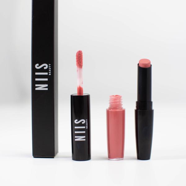 NIIS Beauty Vegan Double Ended 2 in 1 Lipstick and Lip Gloss – Pink Peachy